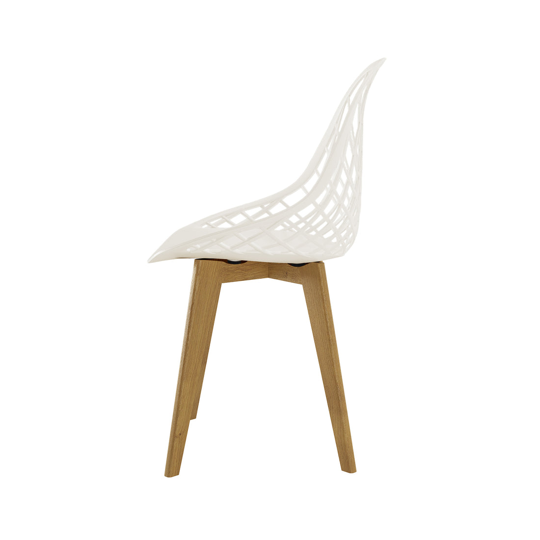 Jonah Beech Wood Dining Chair (Set of 4) – Cream White, featuring a sleek white polypropylene seat and sturdy wooden legs, showcases minimalist design and ergonomic comfort for modern dining spaces.