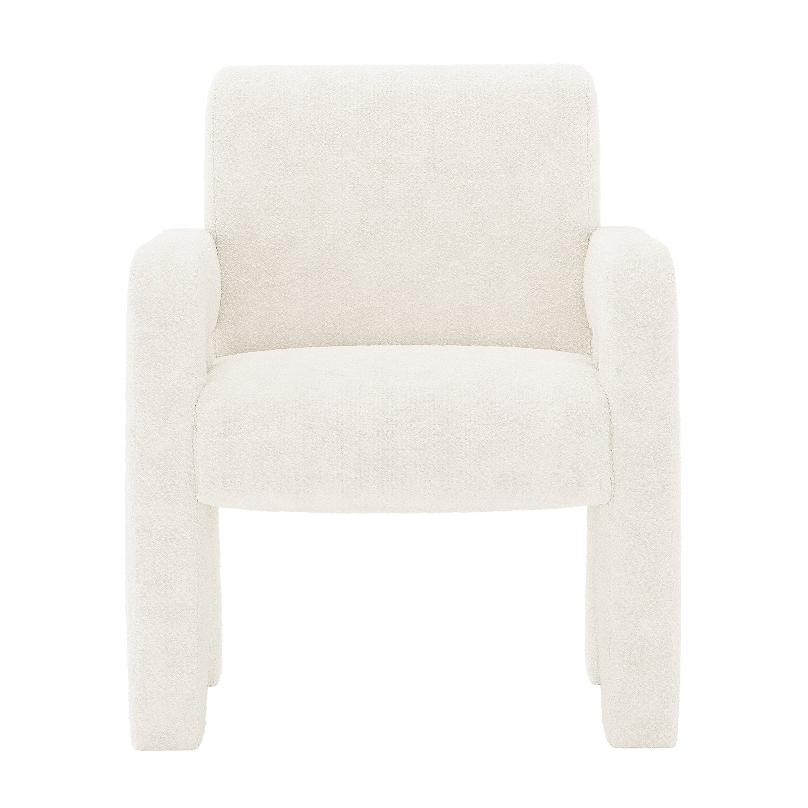 Julie Boucle Upholstered Accent Chair Cream White, showcasing soft boucle fabric and plush foam padding, offering a chic and modern design, perfect for adding comfort and elegance to any room.