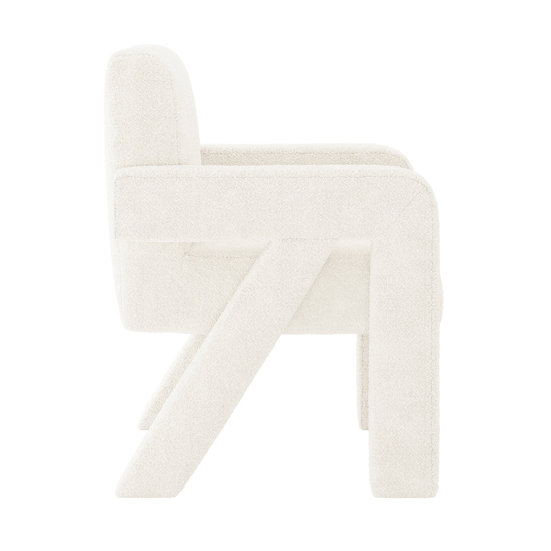 Julie Boucle Upholstered Accent Chair Cream White, featuring plush boucle fabric, a padded seat, and a sturdy structure, designed for modern elegance and comfort in any room setting.