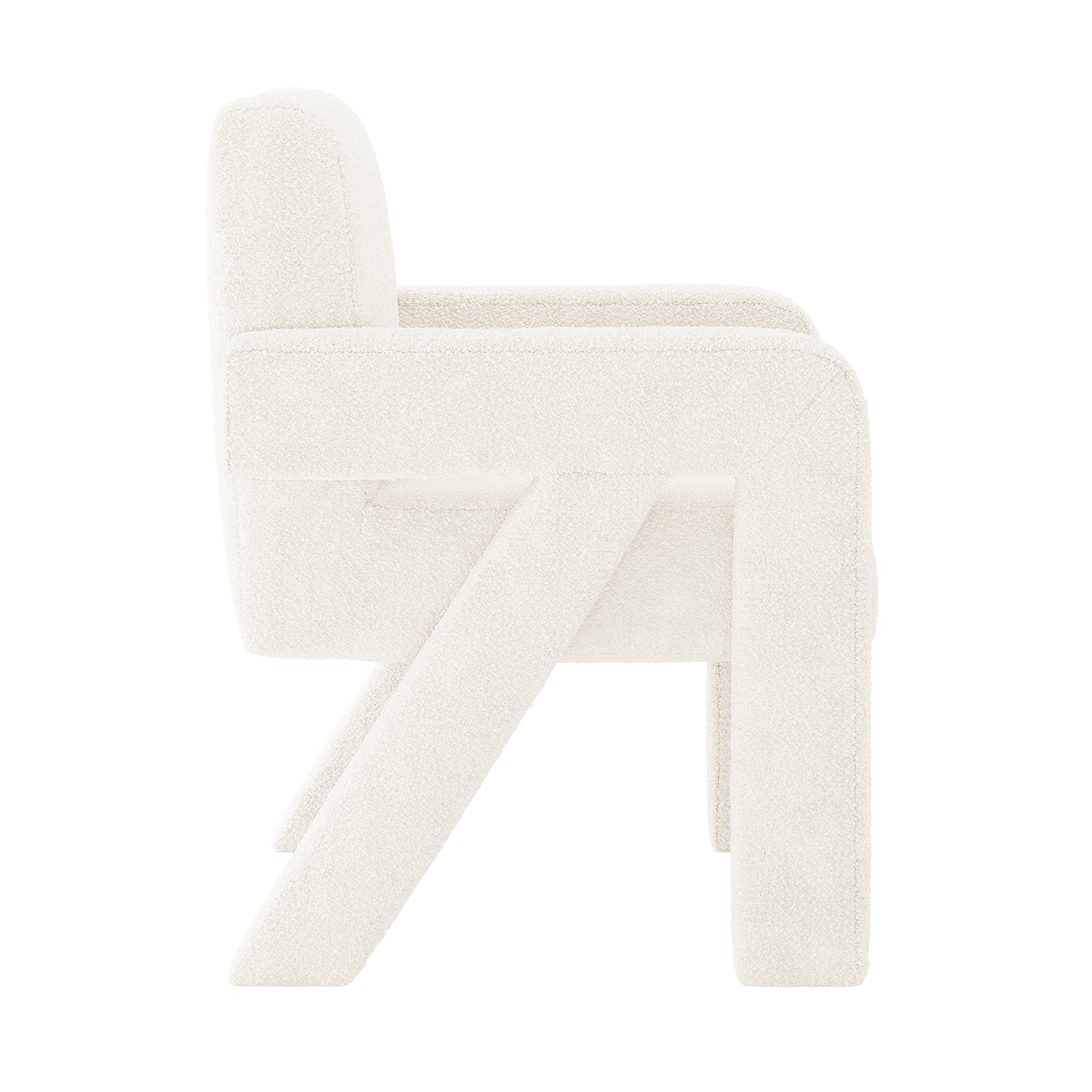 Julie Boucle Upholstered Accent Chair Cream White, featuring plush boucle fabric, a padded seat, and a sturdy structure, designed for modern elegance and comfort in any room setting.