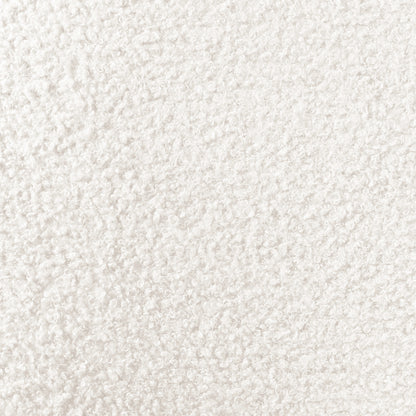 Julie Boucle Upholstered Accent Chair Cream White features soft boucle fabric and plush padding, showcasing modern design with a thick cushioned seat for comfort, suitable for diverse living spaces.