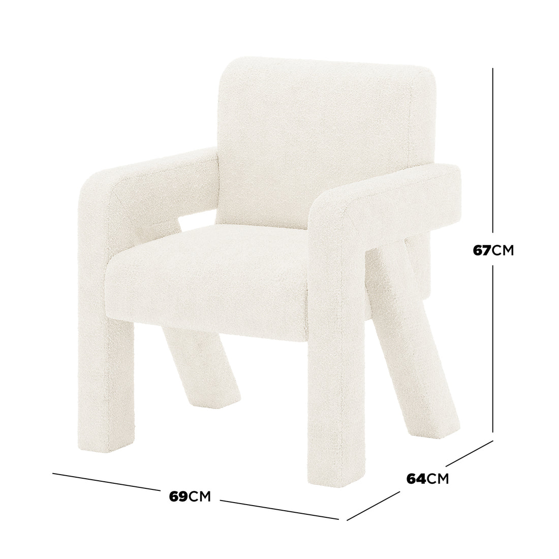 Julie Boucle Upholstered Accent Chair Cream White, featuring soft boucle fabric, plush padding, and armrests, providing modern style and comfort, perfect for any room's décor.
