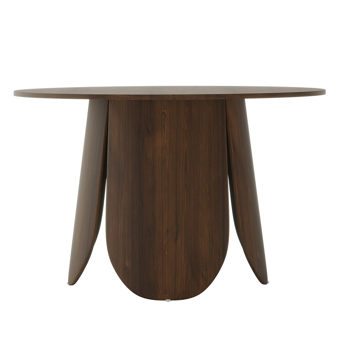 Kaylani & Winfield 5-Piece Wooden Dining Set; features a round veneer table with engineered wood finish and sleek velvet chairs, all showcasing modern elegance and stability.