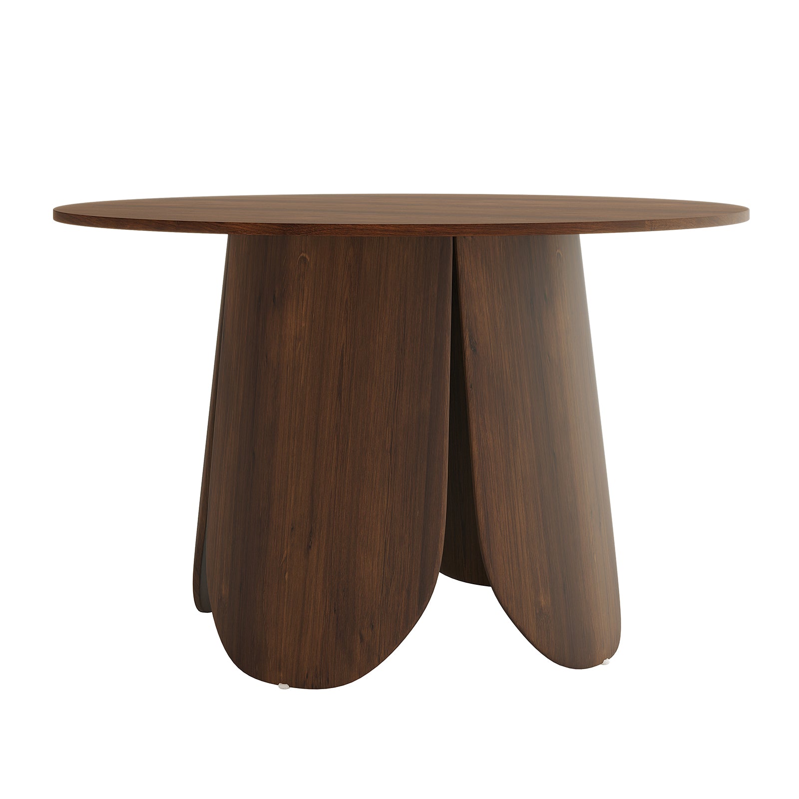 Kaylani & Winfield 5-Piece Wooden Dining Set showcases a round wooden table with a smooth surface and velvet chairs, highlighting its modern elegance and inviting design for dining spaces.