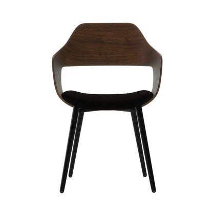 Kaylani & Winfield 5-Piece Wooden Dining Set featuring a round wooden table and velvet-upholstered chairs on a wooden floor, showcasing modern elegance and sturdy construction.