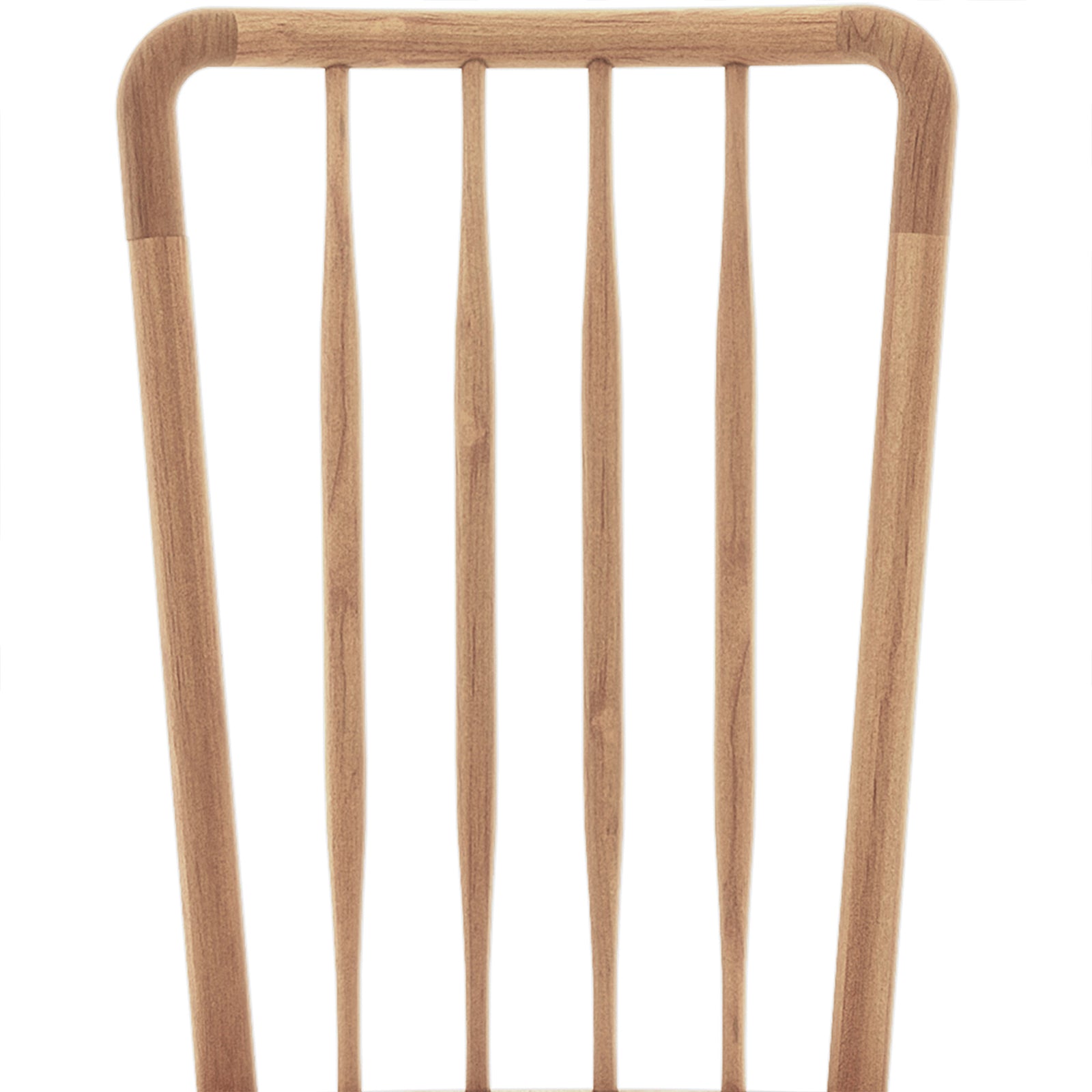 Leigh Solid Oak High-back Dining Chair Natural Set of 2, showcasing its sturdy vertical spindle design and elegant wooden craftsmanship, highlighting the high-back feature typical of Luxo Living's modern farmhouse style.
