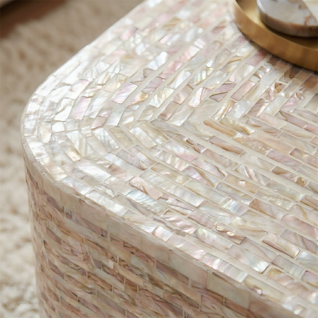Lior 90cm Mother of Pearl Coffee Table in Mocha Cream