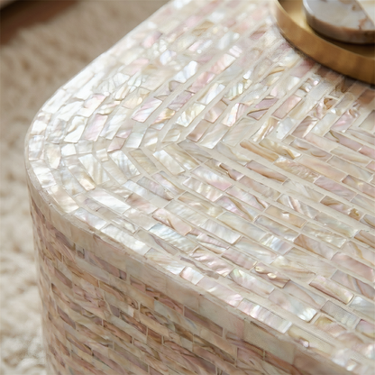 Lior 90cm Mother of Pearl Coffee Table in Mocha Cream