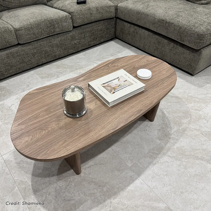 Nicole 120cm Coffee Table with Organic Curve in Walnut