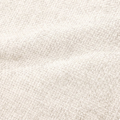 Close-up of textured warm ivory woven fabric highlighting its durable, cross-hatch pattern.   