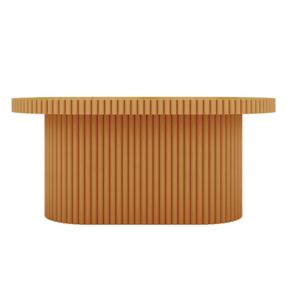 Olive Natural Rattan Side Coffee Table - Honey features a round rattan top with a semi-glossy finish, complemented by a tempered glass surface, ideal for stylish indoor and outdoor use.