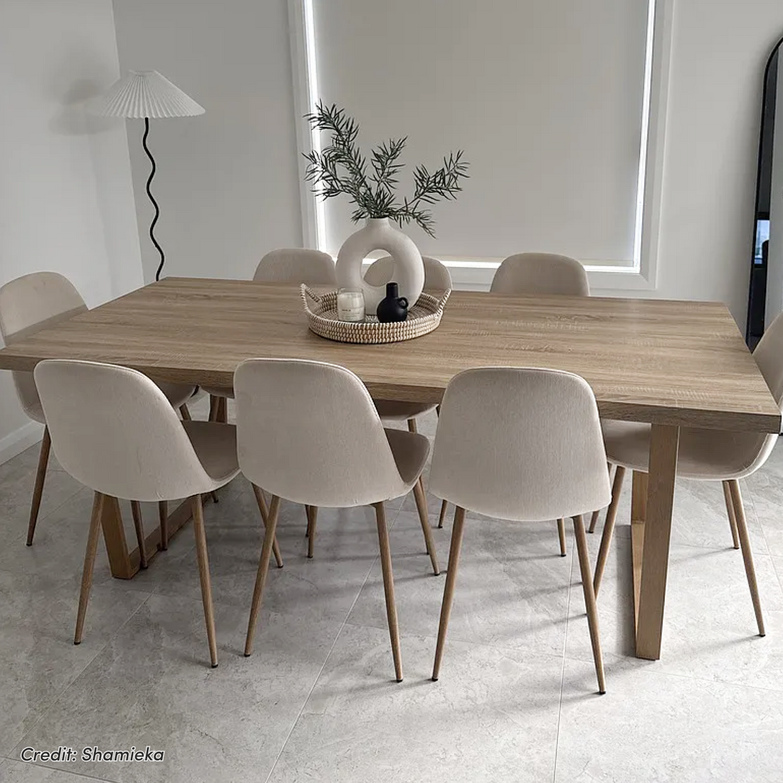 Oregon Dining Table with 8 Florida Chairs Set in Sand