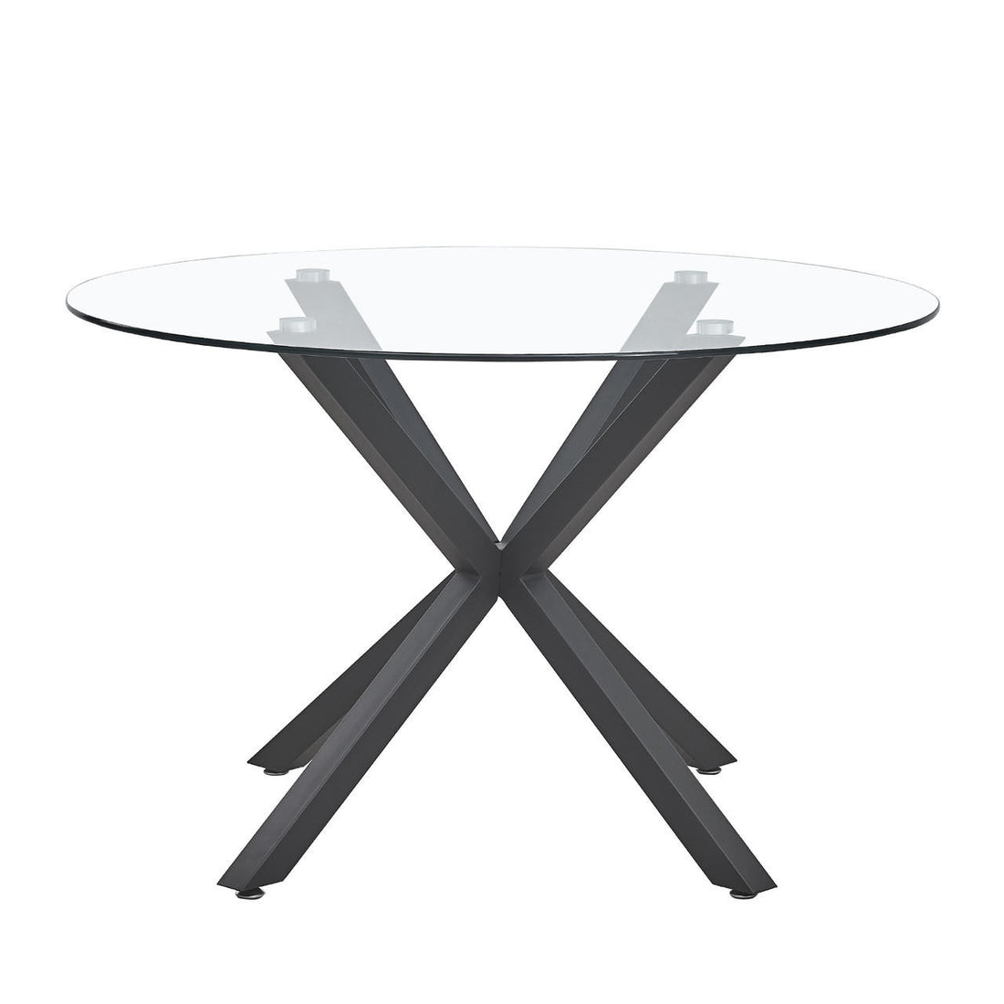 Rylee 4 Seater Round Glass Dining Table - Black