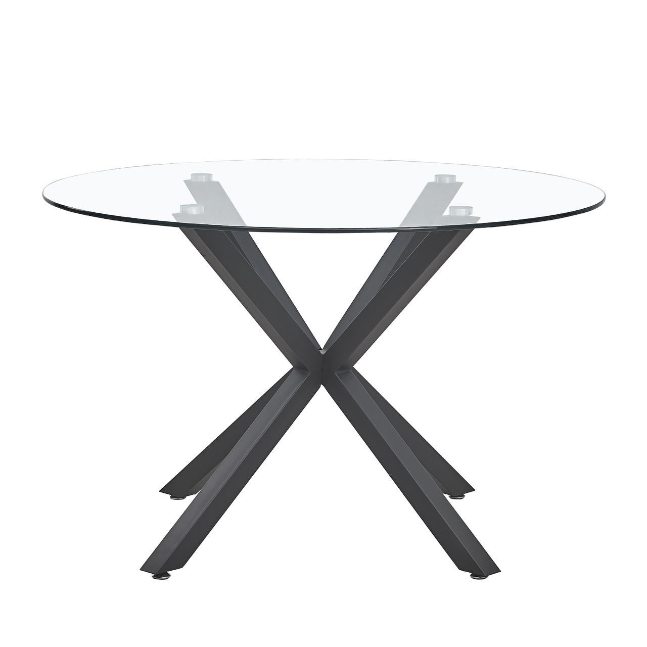 Rylee 4 Seater Round Glass Dining Table - Black