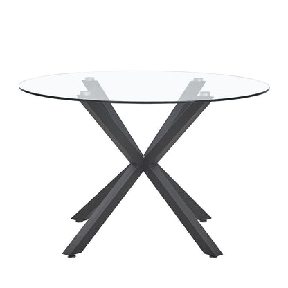 Rylee 4 Seater Round Glass Dining Table - Black