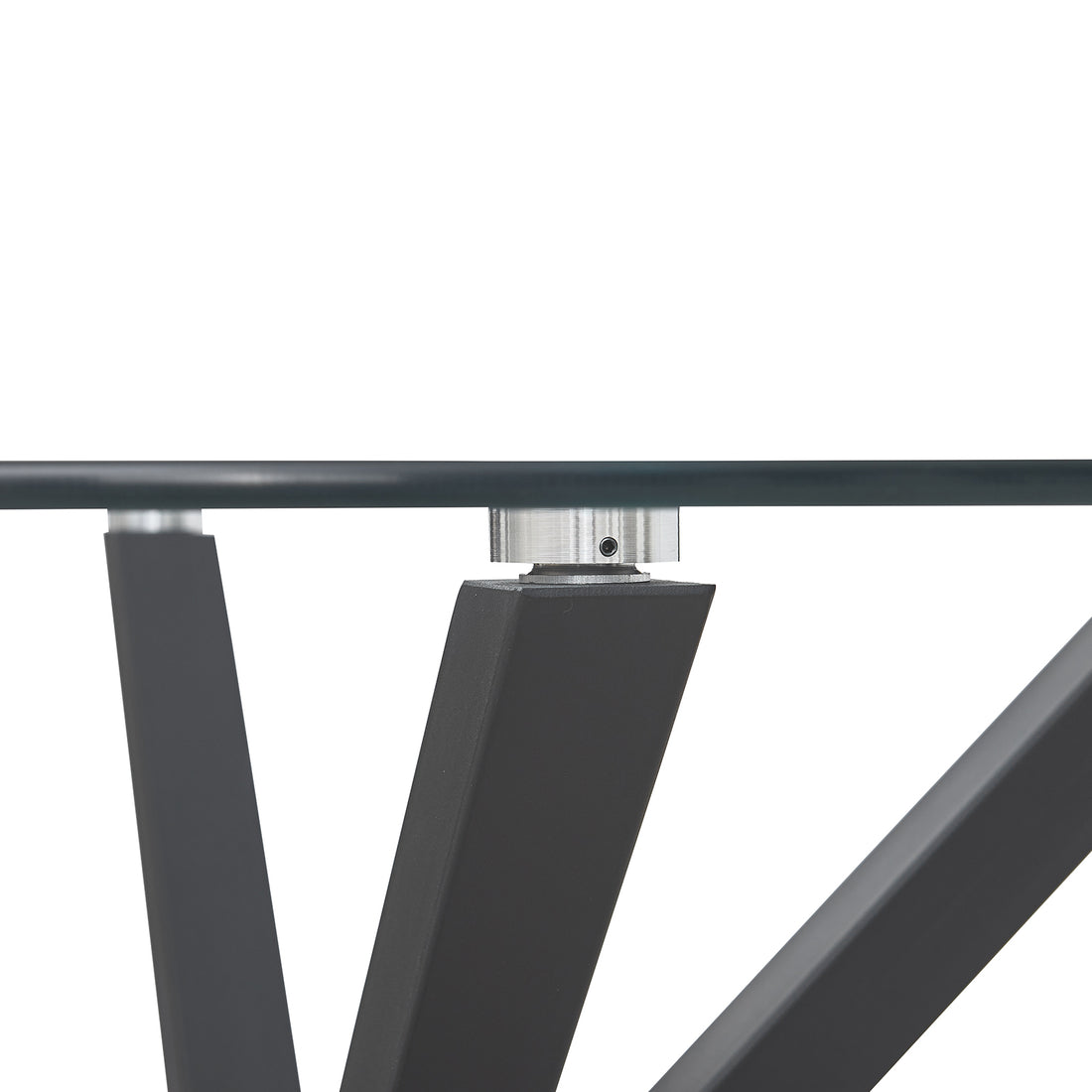 Rylee 4 Seater Round Glass Dining Table - Black