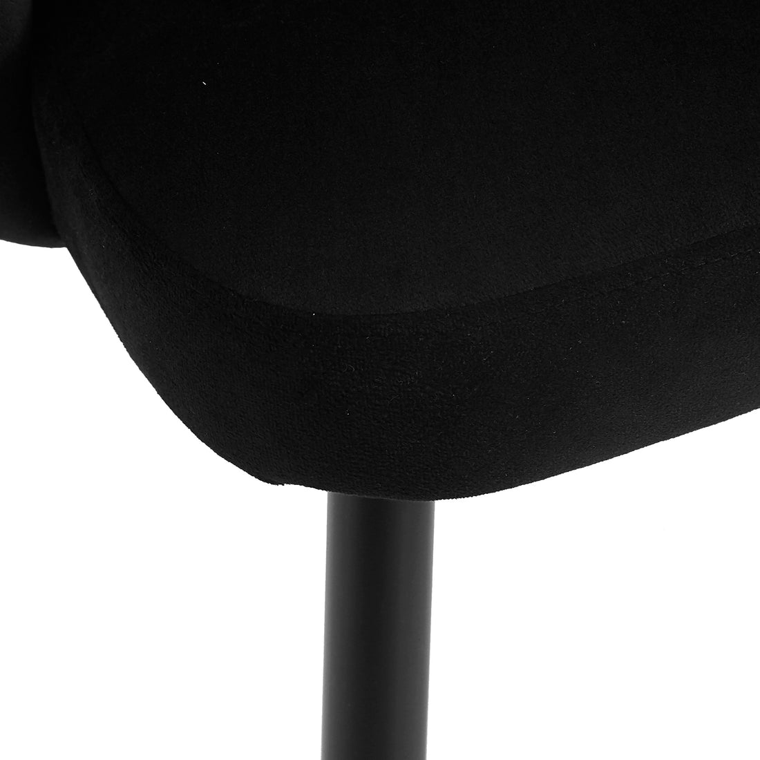 Sally Velvet Upholstered Flower Dining Chair Black Set of 2 features plush velvet upholstery, sleek metal legs, and a sophisticated floral design, offering comfort and elegance for dining spaces.