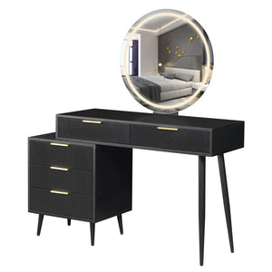 Serenity Extendable Vanity Table with LED Mirror in Black