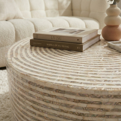 Silas Mother of Pearl Coffee Table in Mocha Cream