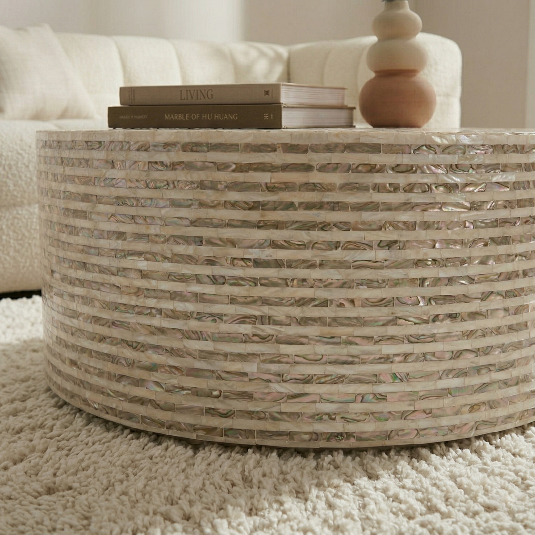 Silas Mother of Pearl Coffee Table in Mocha Cream