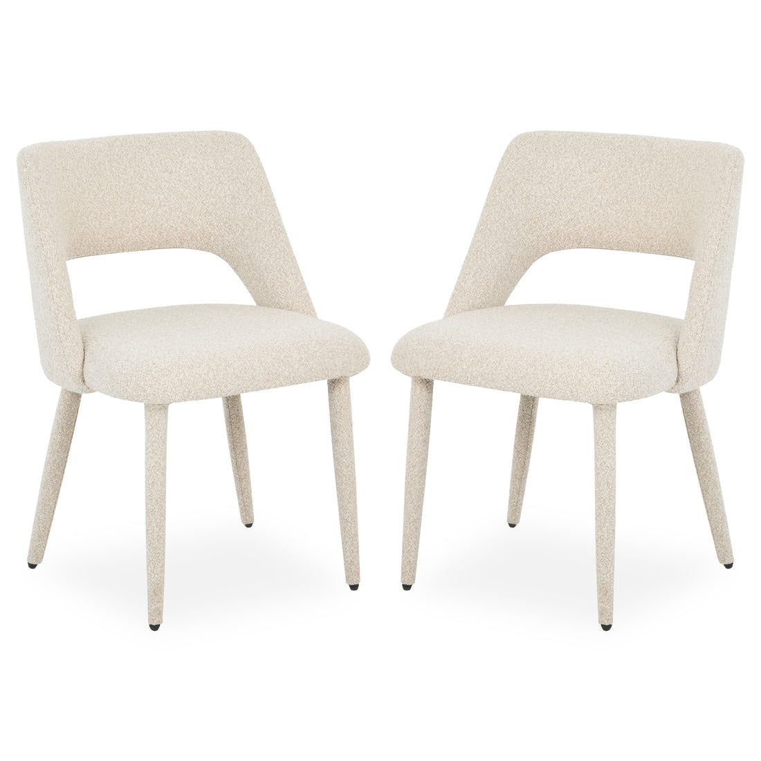 Pair of modern upholstered chairs on white background