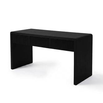 Modern black desk isolated on a white background