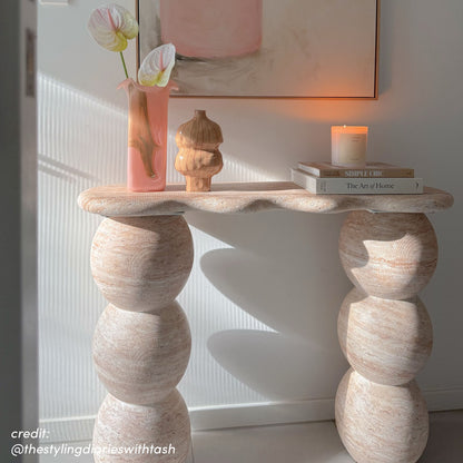 Valdor Signature Concrete Console Table in Travertine