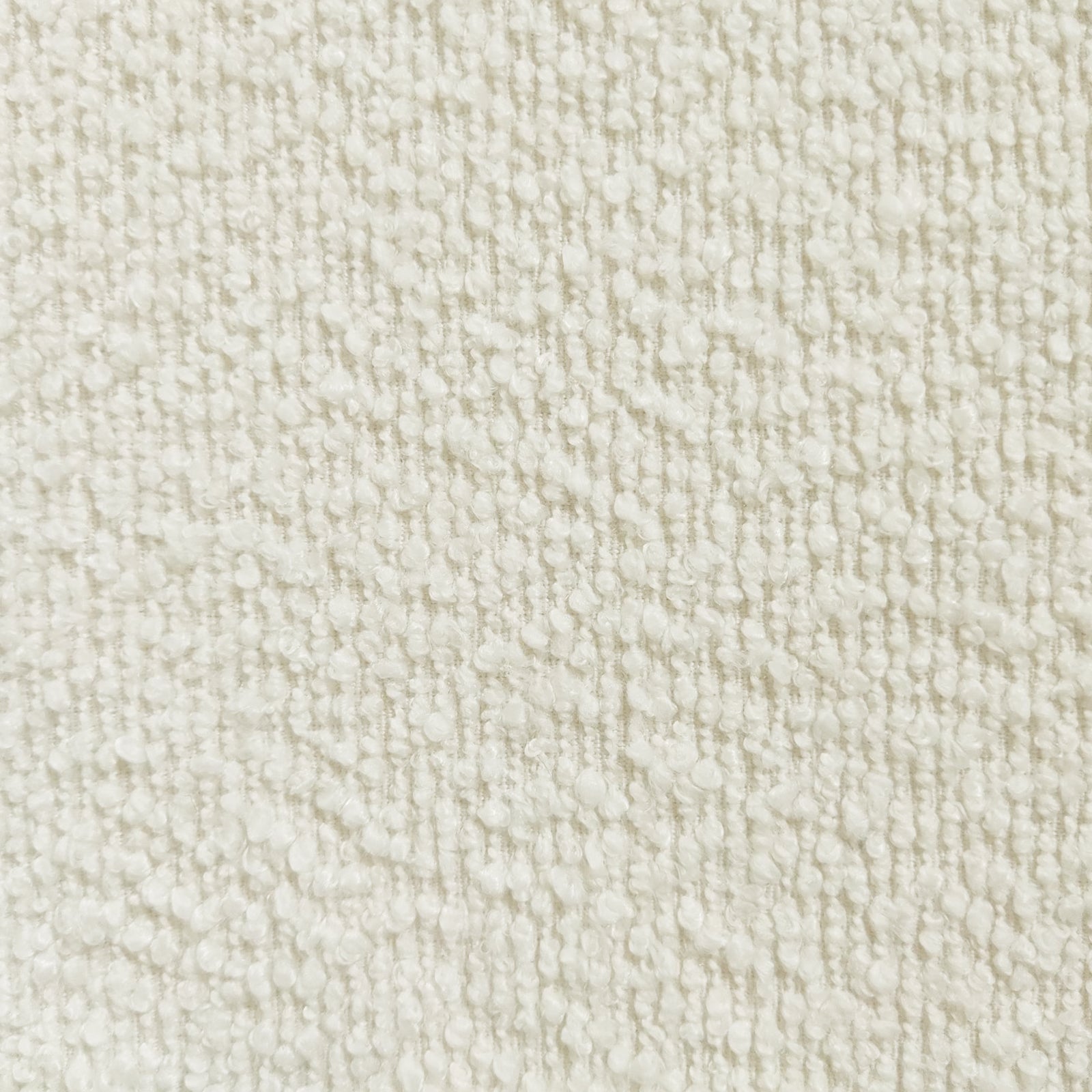 Close-up of Wylie Boucle Oak Dining Chair Set, highlighting plush boucle fabric upholstery with high-density foam padding on seat and backrest, supported by solid American oak frame and oak-paneled legs.