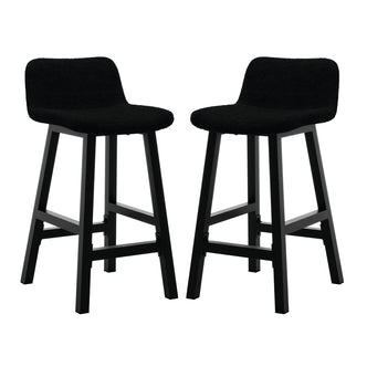 Yael Boucle Upholstered High-Back Bar Stool Black Set of 2, featuring sleek design with high backrests and sturdy metal legs. Perfect for enhancing modern kitchen or bar spaces with style and comfort.