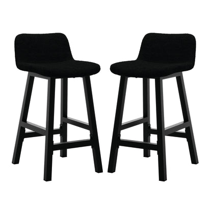 Yael Boucle Upholstered High-Back Bar Stool Black Set of 2, featuring sleek design with high backrests and sturdy metal legs. Perfect for enhancing modern kitchen or bar spaces with style and comfort.