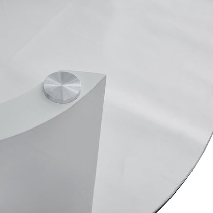 Zora 200cm Round Tempered Glass Oval Dining Table featuring a sleek, scratch-resistant glass top and stylish engineered wood legs, showcased on a white surface for a modern, elegant look.