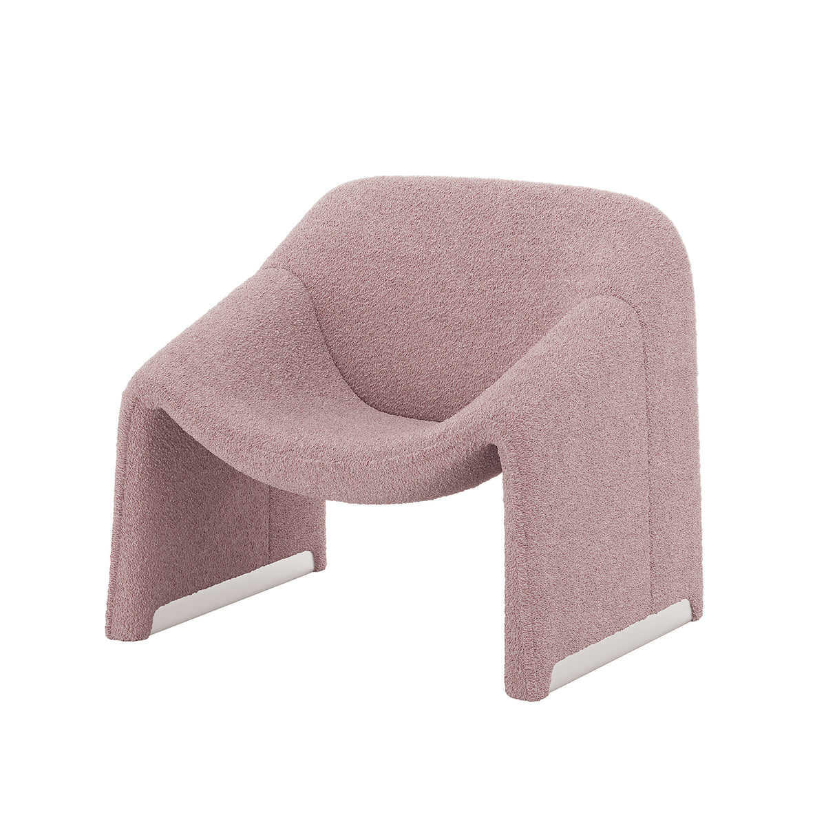Aaralyn Boucle Accent Chair - Dusty Pink, featuring a modern design with a plush, textured boucle fabric and sleek metal legs, offering both style and comfort for any room.