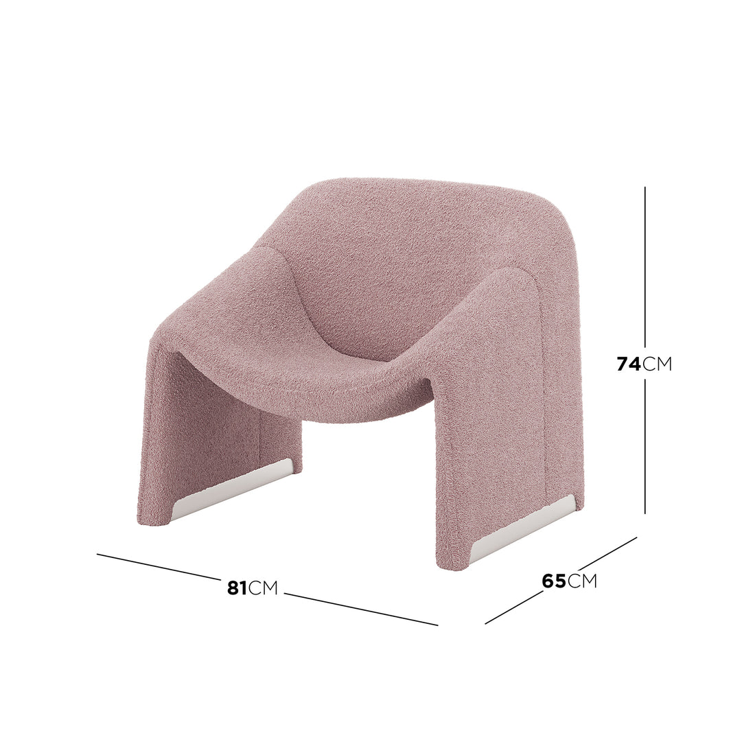Aaralyn Boucle Accent Chair in Dusty Pink features a textured boucle fabric with sleek white legs, offering a modern design that complements various interiors.