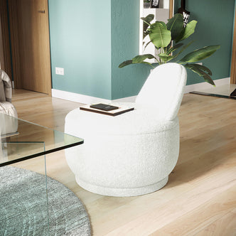 Alaiza Bouclé Accent Chair - Cream White - Lifestyle