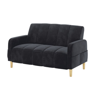 Anica 2 Seater Velvet Fabric Sofa Bed in Black