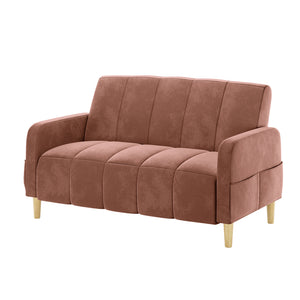 Anica 2 Seater Velvet Fabric Sofa Bed in Blush