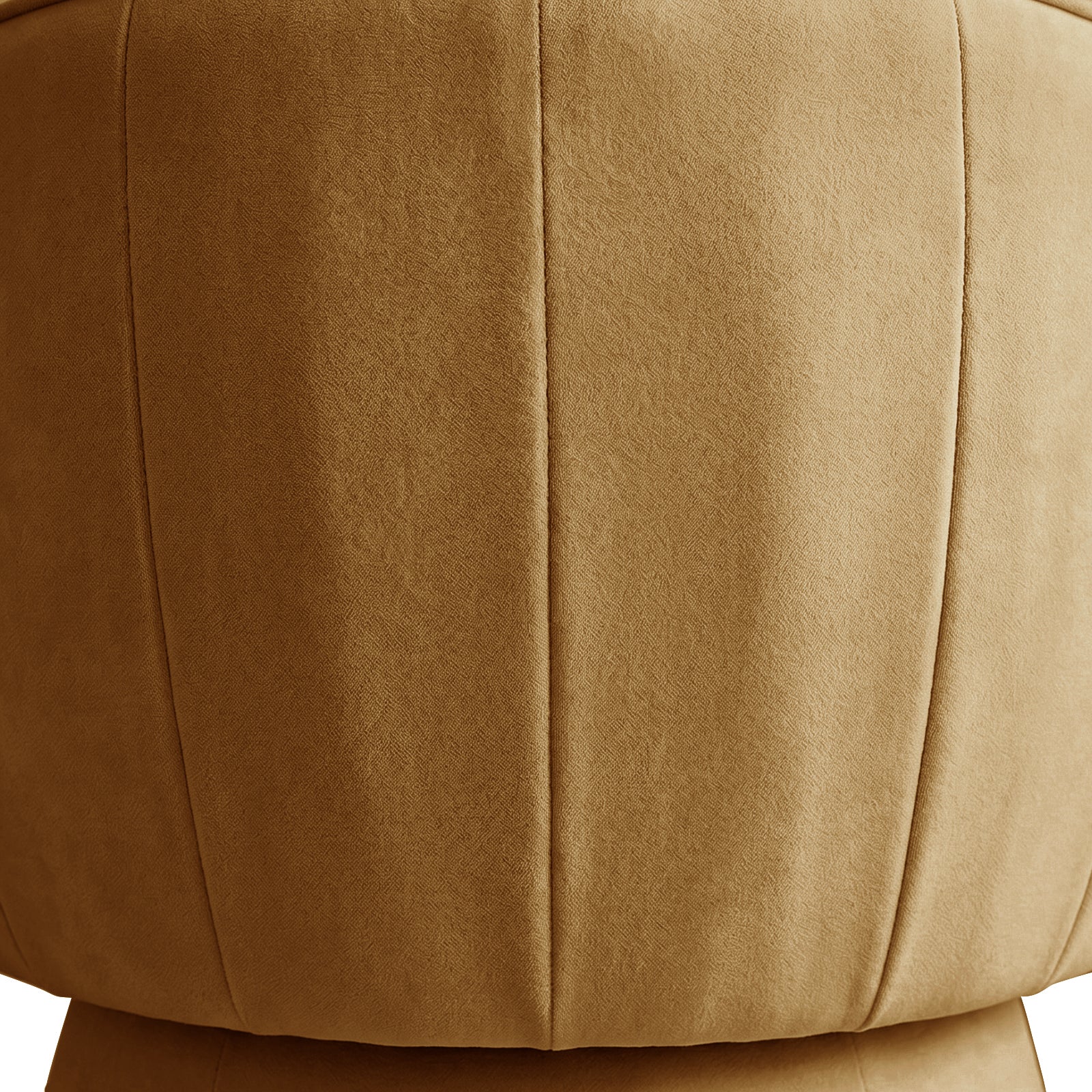 Close-up of the Arlo Chenille 360° Swivel Accent Chair in Amber Brown, showcasing its tan chenille upholstery with soft texture and vertical seams, highlighting its premium, cozy design.