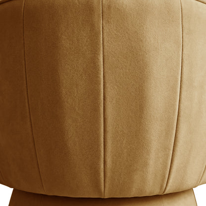 Close-up of the Arlo Chenille 360° Swivel Accent Chair in Amber Brown, showcasing its tan chenille upholstery with soft texture and vertical seams, highlighting its premium, cozy design.