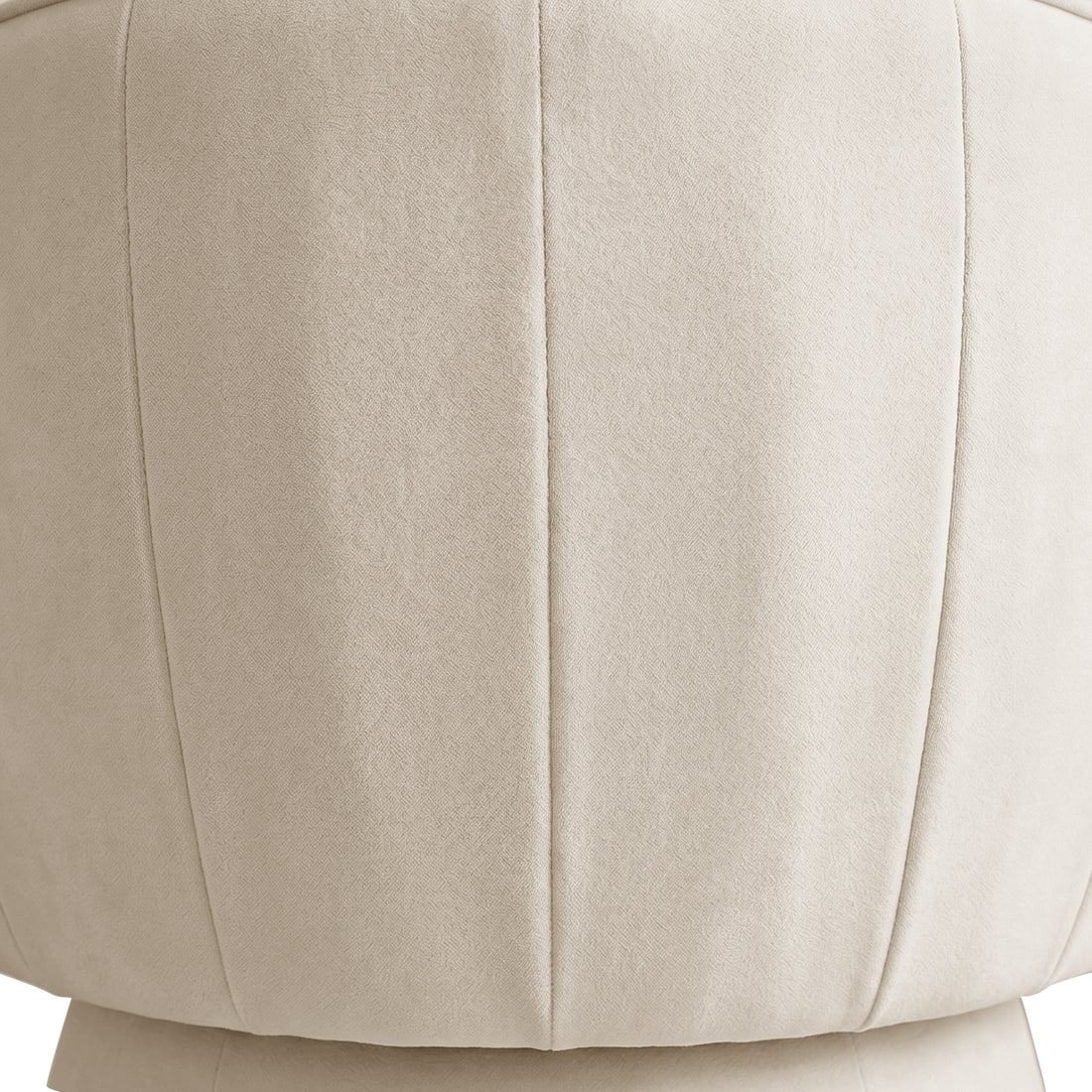 Close-up of the Arlo Chenille 360° Swivel Accent Chair in Oatmeal, highlighting its light-beige, textured chenille upholstery with visible vertical seams, showcasing the chair's premium and sophisticated design.