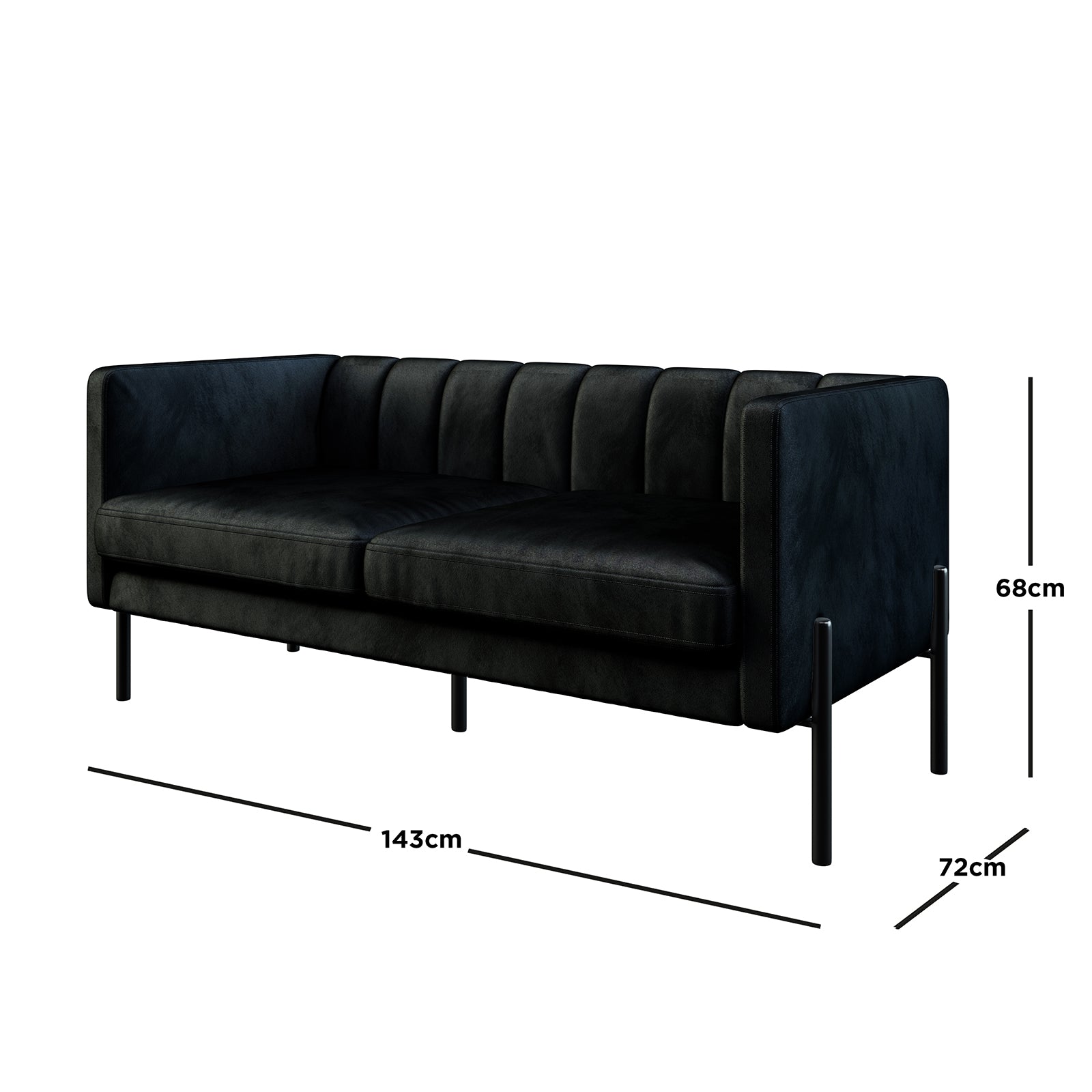 Avian Accent Chair w/ Steel Legs 1 + 2Seater Set - Black
