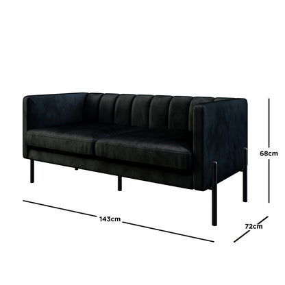 Avian Accent Chair w/ Steel Legs 1 + 2Seater Set - Black