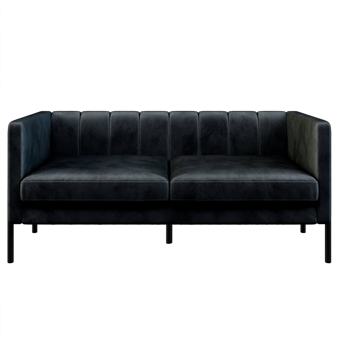 Avian 2 Seater Velvet Sofa with Steel Legs in Black