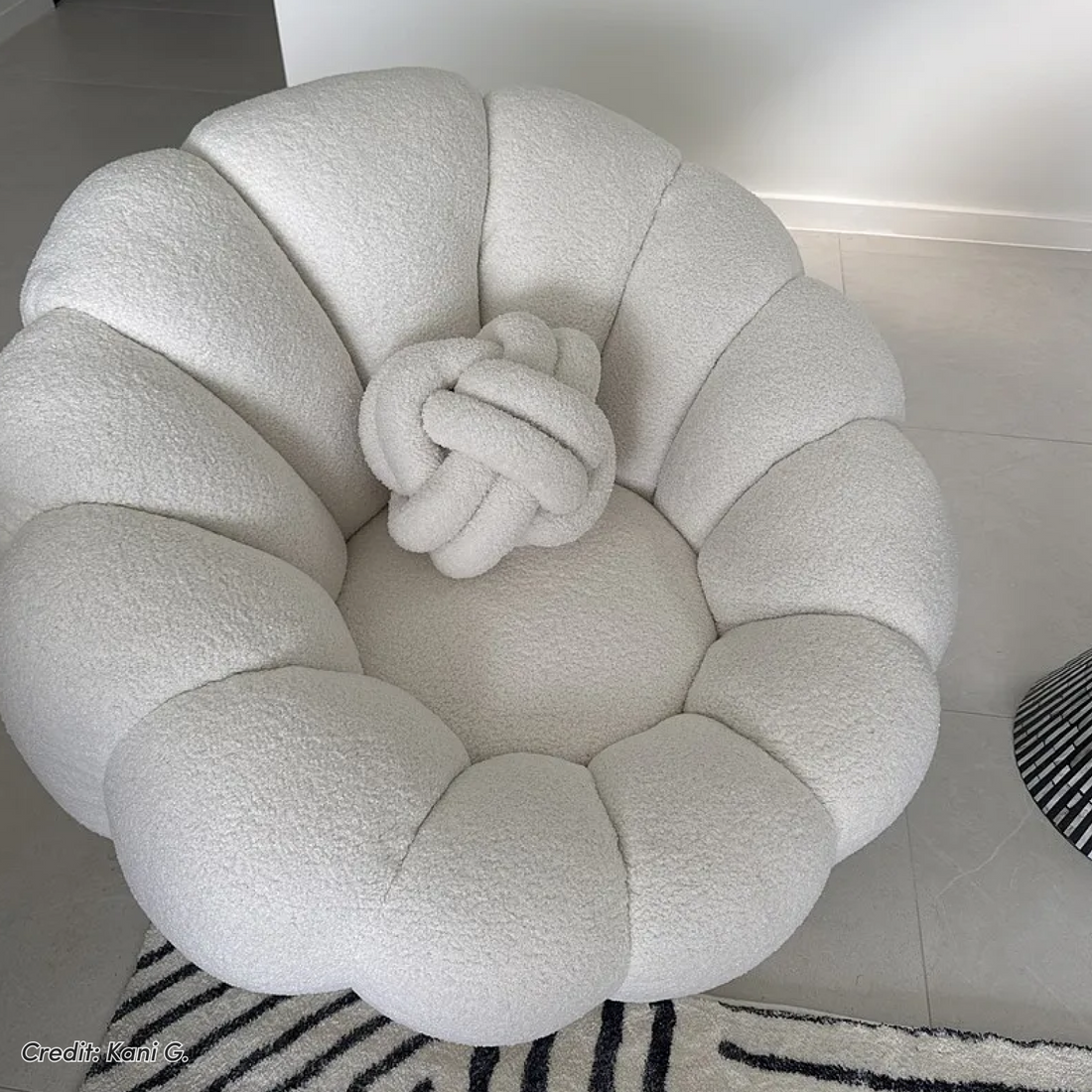 Beare Boucle Swivel Gold Base Accent Chair in Cream White