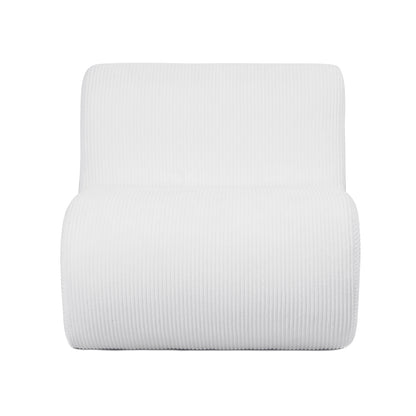 Bengtaz Corduroy Armless Curved Accent Chair - White