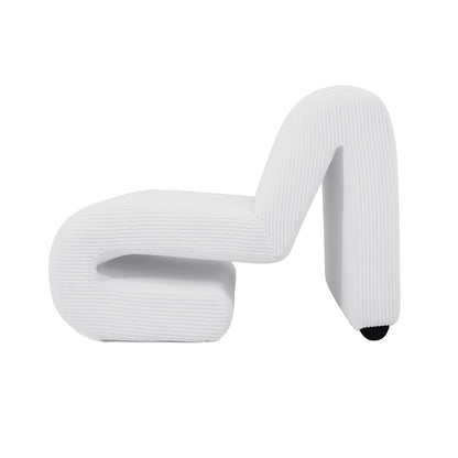 Bengtaz Corduroy Armless Curved Accent Chair - White