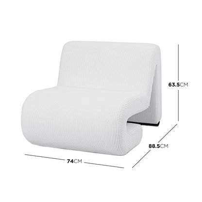 Bengtaz Corduroy Armless Curved Accent Chair - White