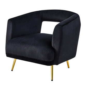 Bonnell Velvet Accent Chair with Gold Legs - Black