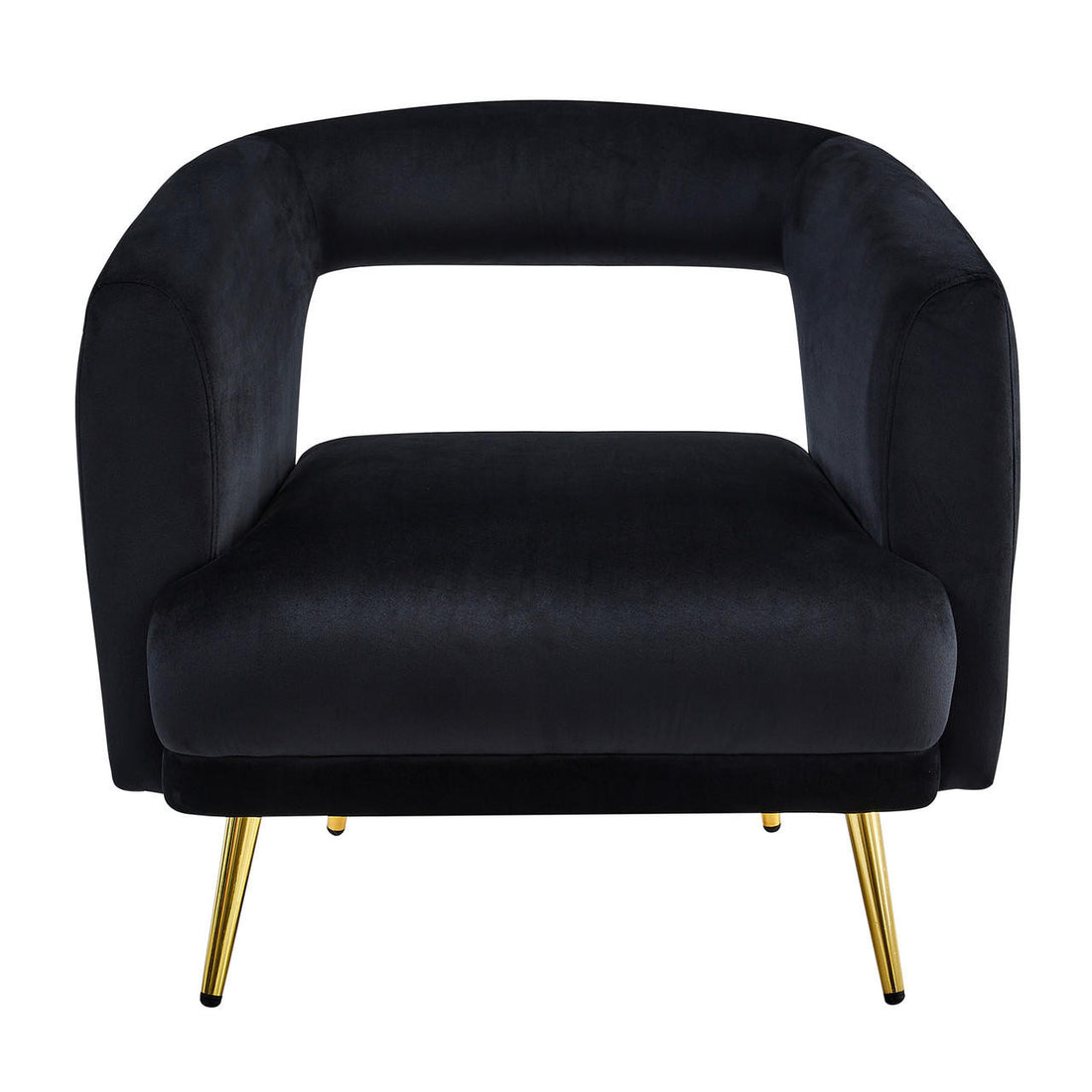 Bonnell Velvet Accent Chair with Gold Legs - Black