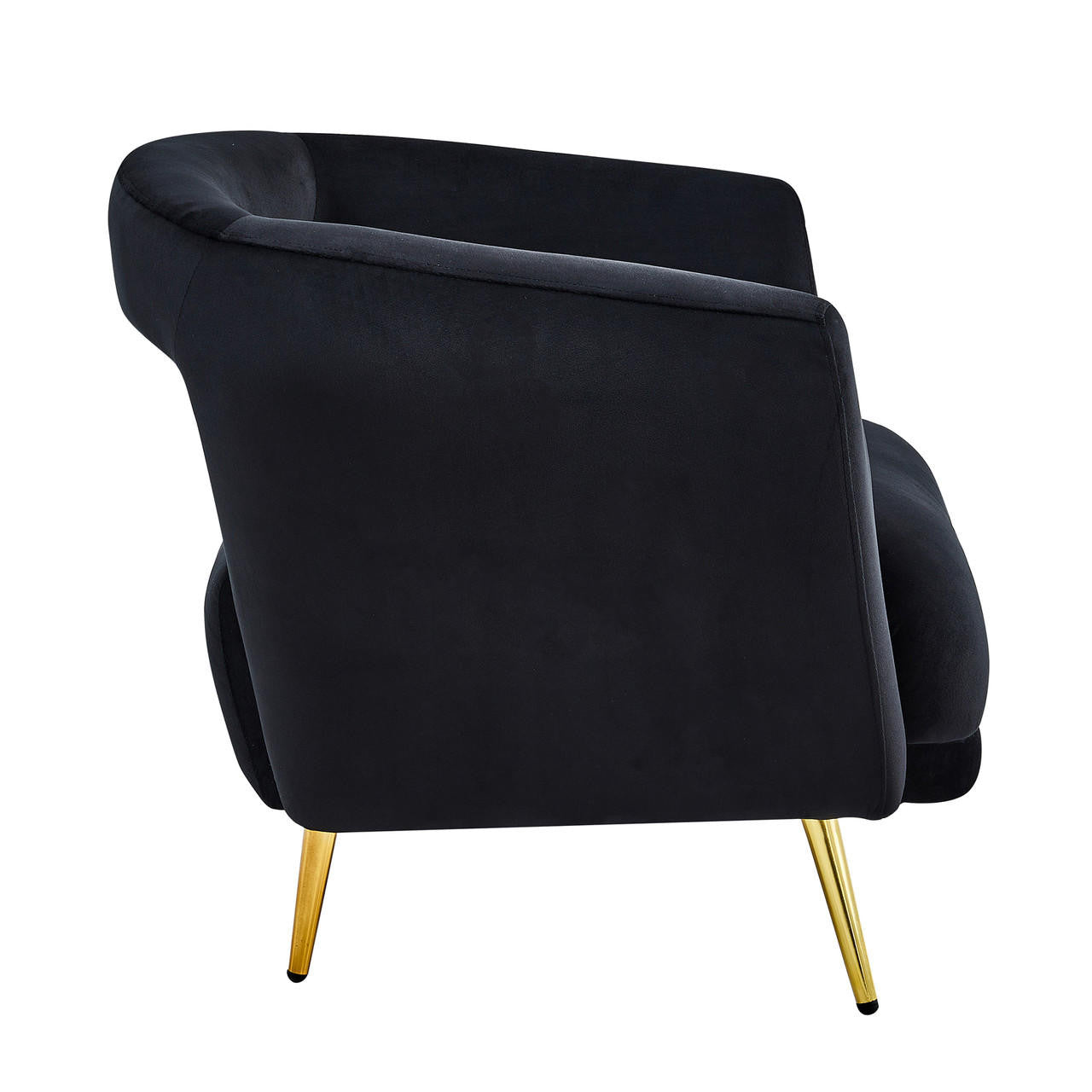 Bonnell Velvet Accent Chair with Gold Legs - Black