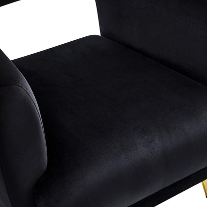 Bonnell Velvet Accent Chair with Gold Legs - Black